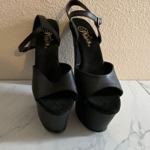 Matte Black Pleasers Dancer Heels